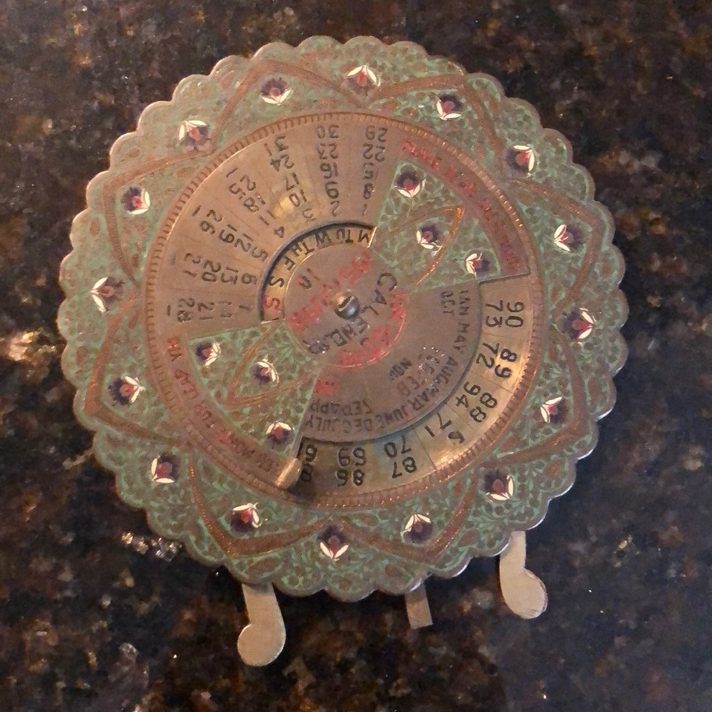 Vintage 40 year brass perpetual calendar